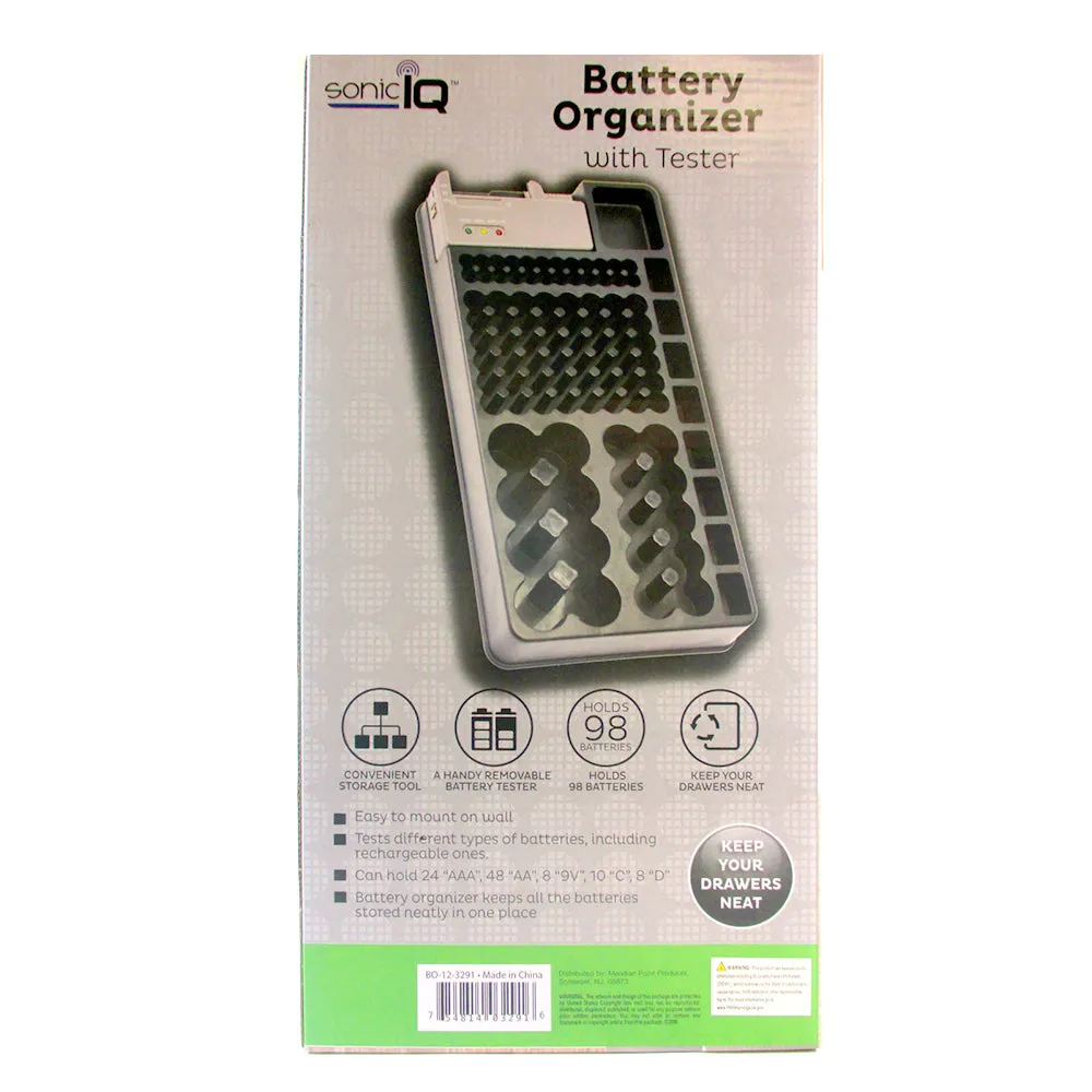 2 x Battery Storage Organizers Removable Tester Storage Rack Holder 98 AA AAA 9V