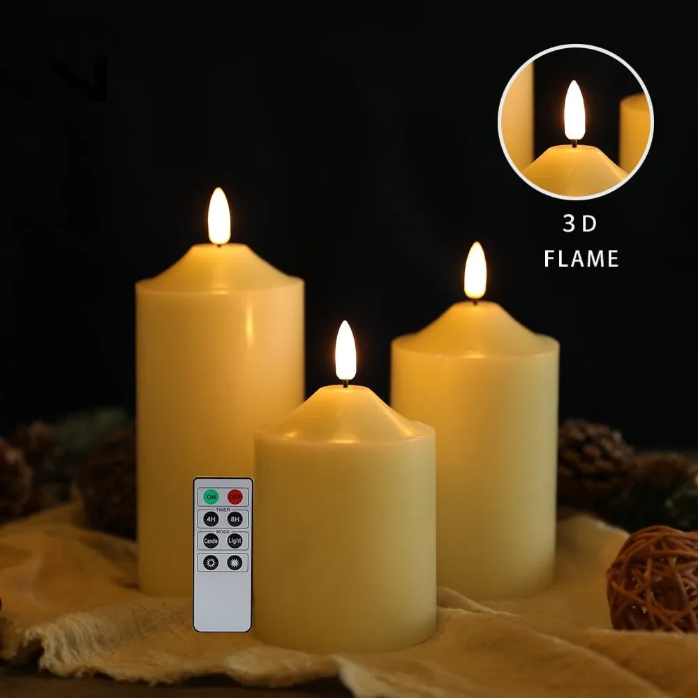 3pcs Electronic Battery Powered Flameless Flickering Led Candles