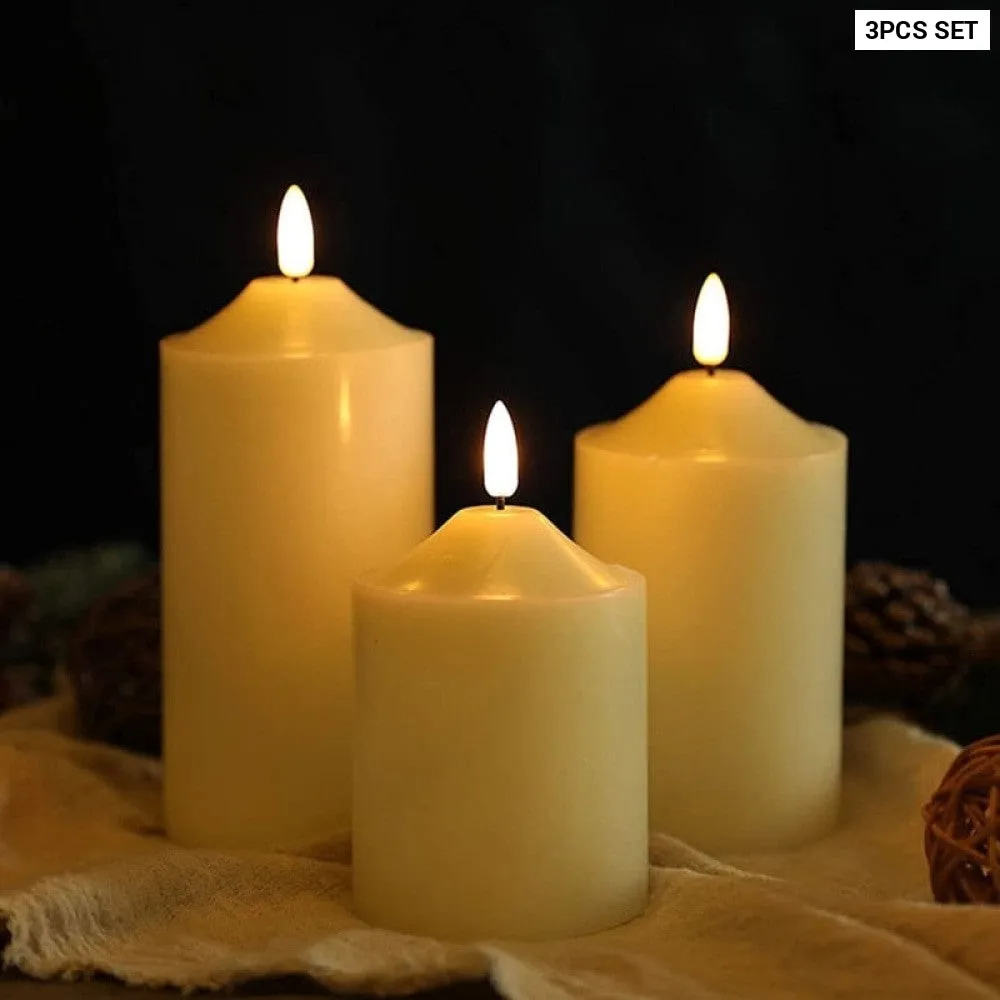 3pcs Electronic Battery Powered Flameless Flickering Led Candles