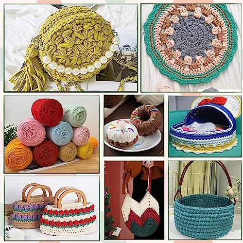 4 PCS 1600g T-Shirt Yarn Elastic Fabric Crochet Cloth Yarn for DIY Knitting, 520 Yards Spaghetti Yarn Thick Knitting Yarn for Hand DIY Bag Basket Cushion Crocheting Projects,Home Decor(Black Beige)