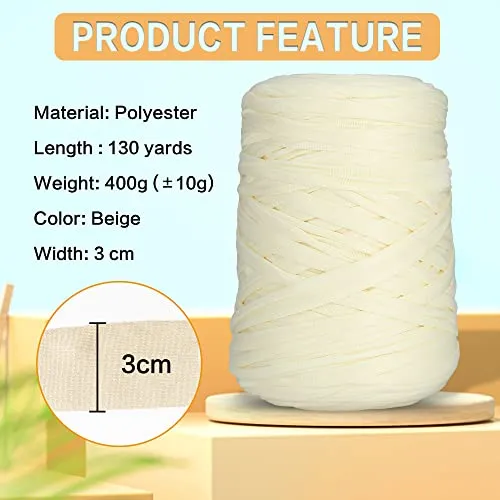 4 PCS 1600g T-Shirt Yarn Elastic Fabric Crochet Cloth Yarn for DIY Knitting, 520 Yards Spaghetti Yarn Thick Knitting Yarn for Hand DIY Bag Basket Cushion Crocheting Projects,Home Decor(Black Beige)