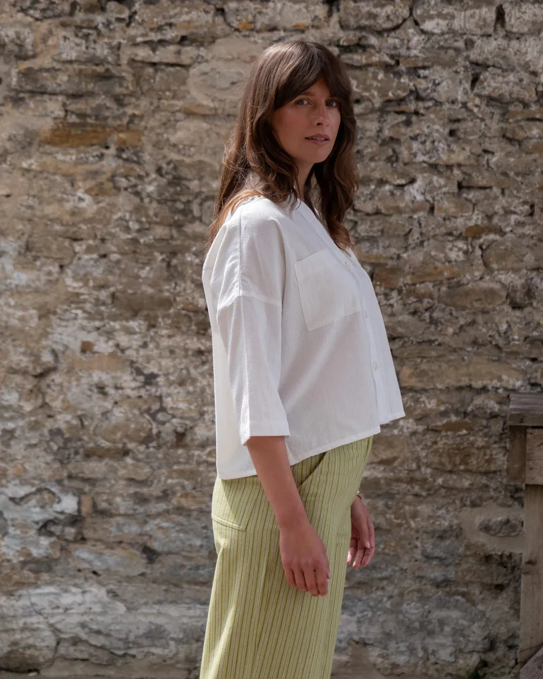 Ava White Stripe Blouse