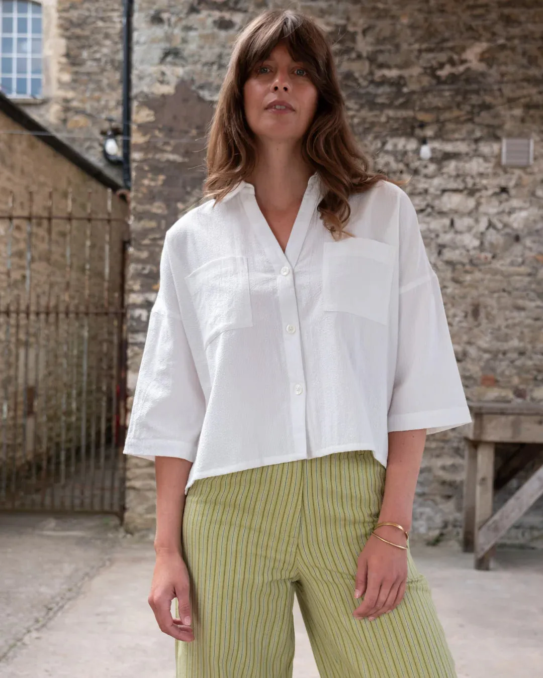 Ava White Stripe Blouse