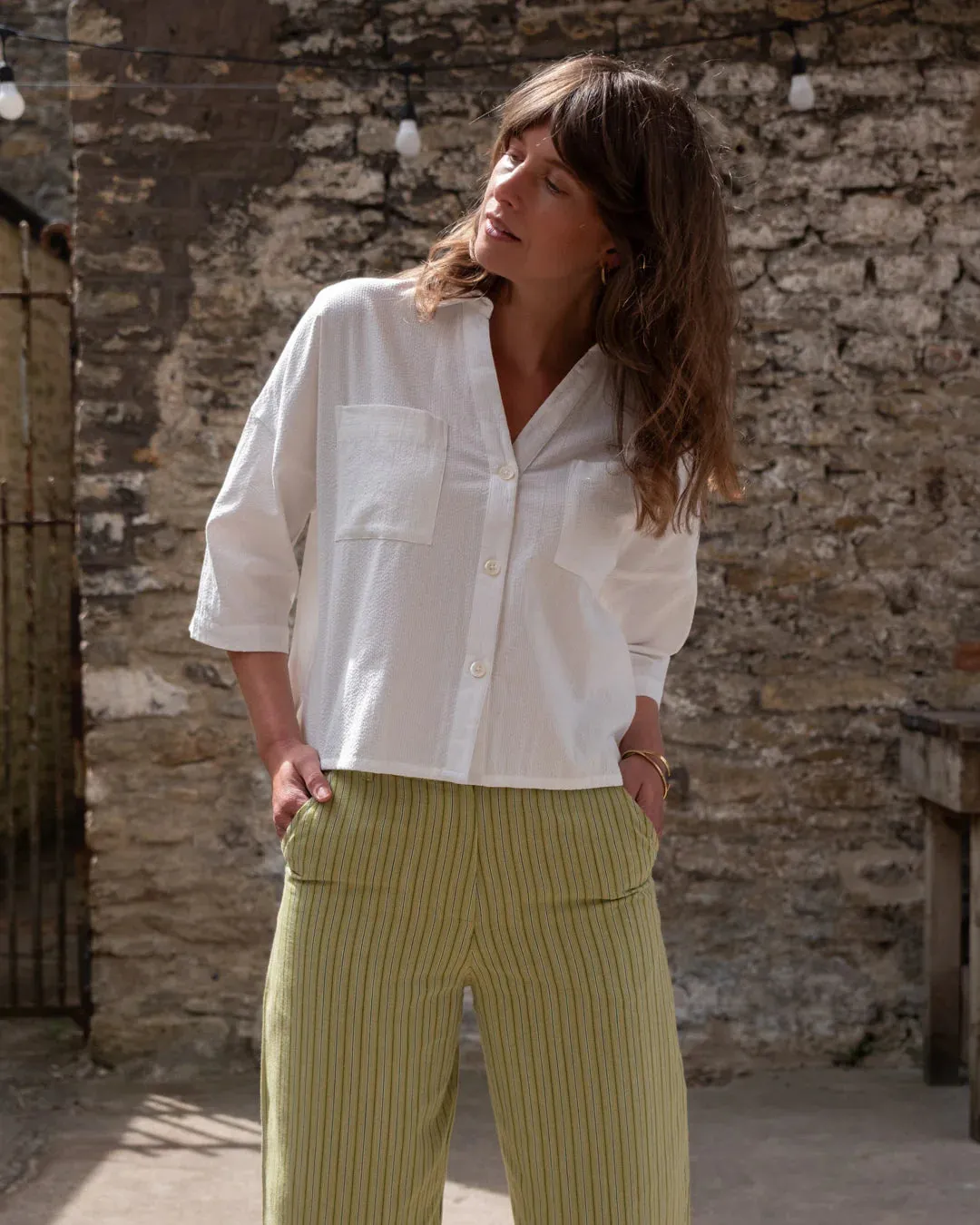 Ava White Stripe Blouse