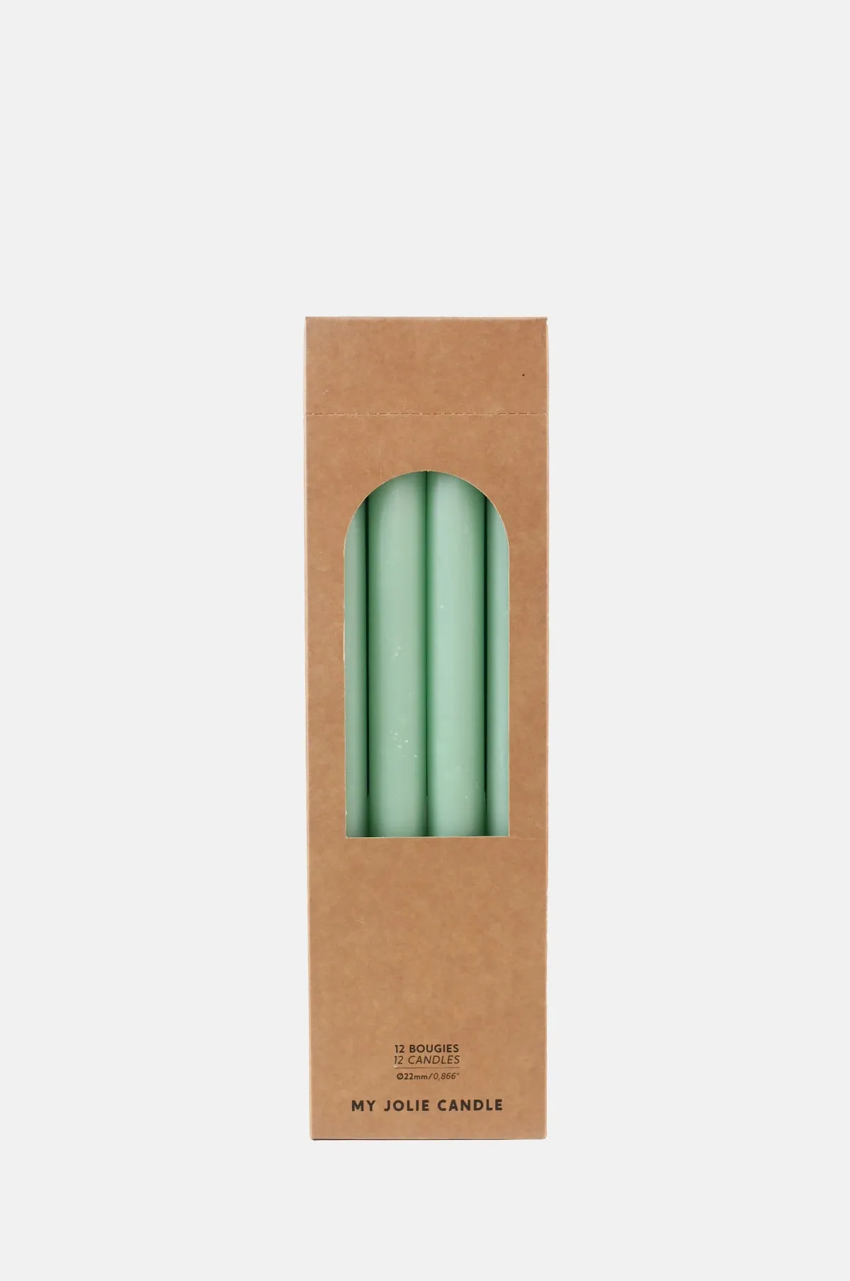 Box of 12 Dinner Candles Vert Pastel