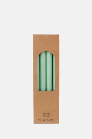 Box of 12 Dinner Candles Vert Pastel