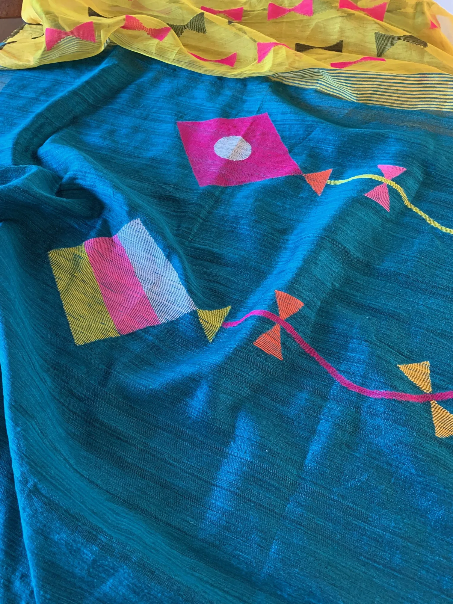 Deep Copper Sulphate Blue Matka Silk Saree with Blouse