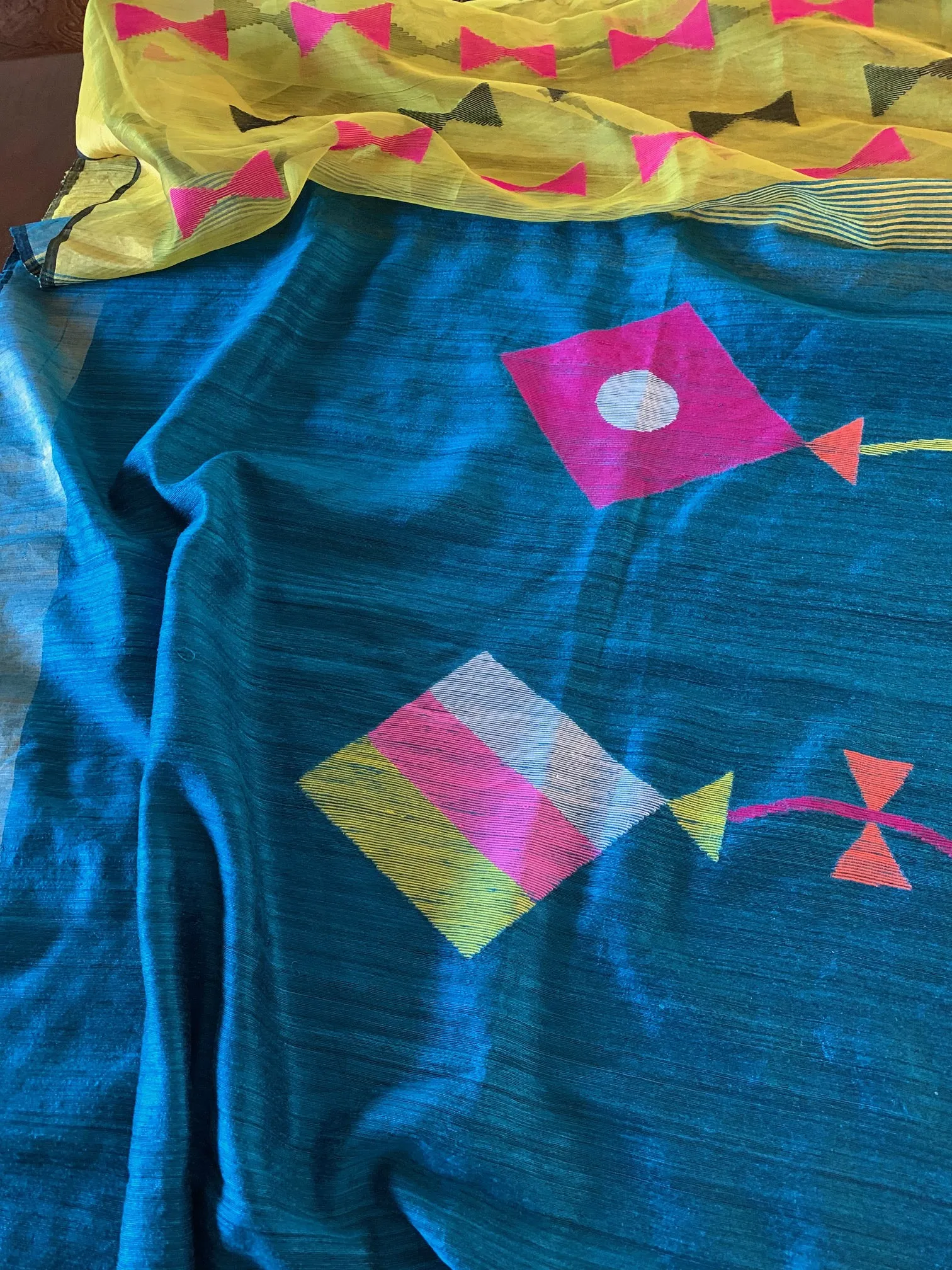 Deep Copper Sulphate Blue Matka Silk Saree with Blouse