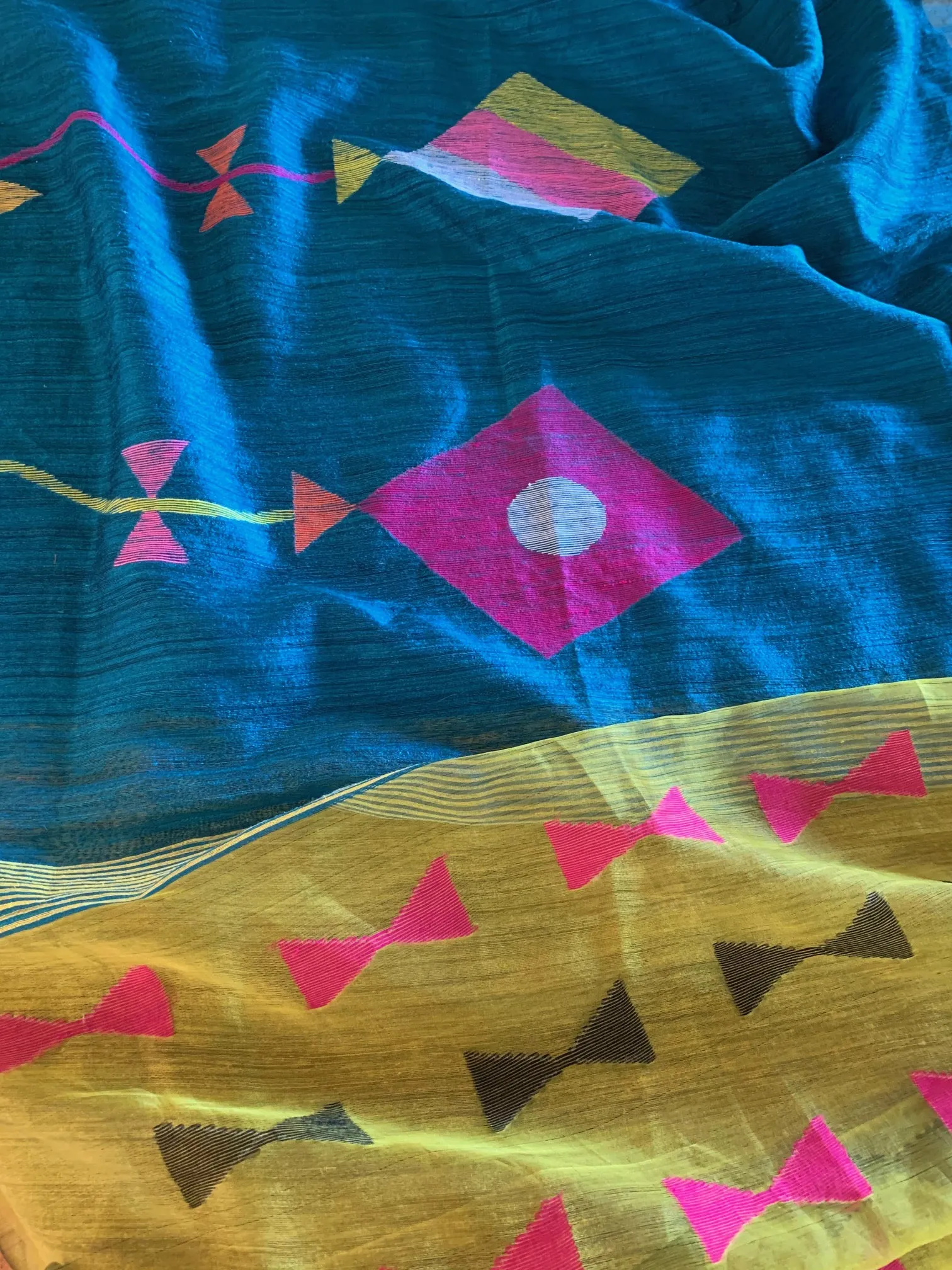 Deep Copper Sulphate Blue Matka Silk Saree with Blouse