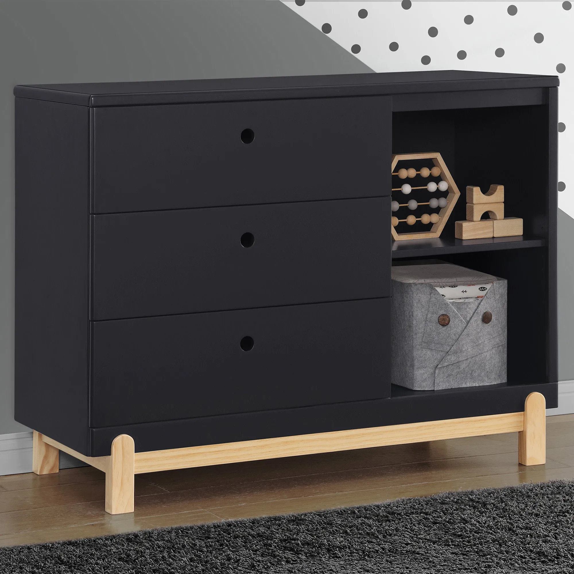 Delta Children Poppy 3-Drawer Dresser with Cubbies RTA