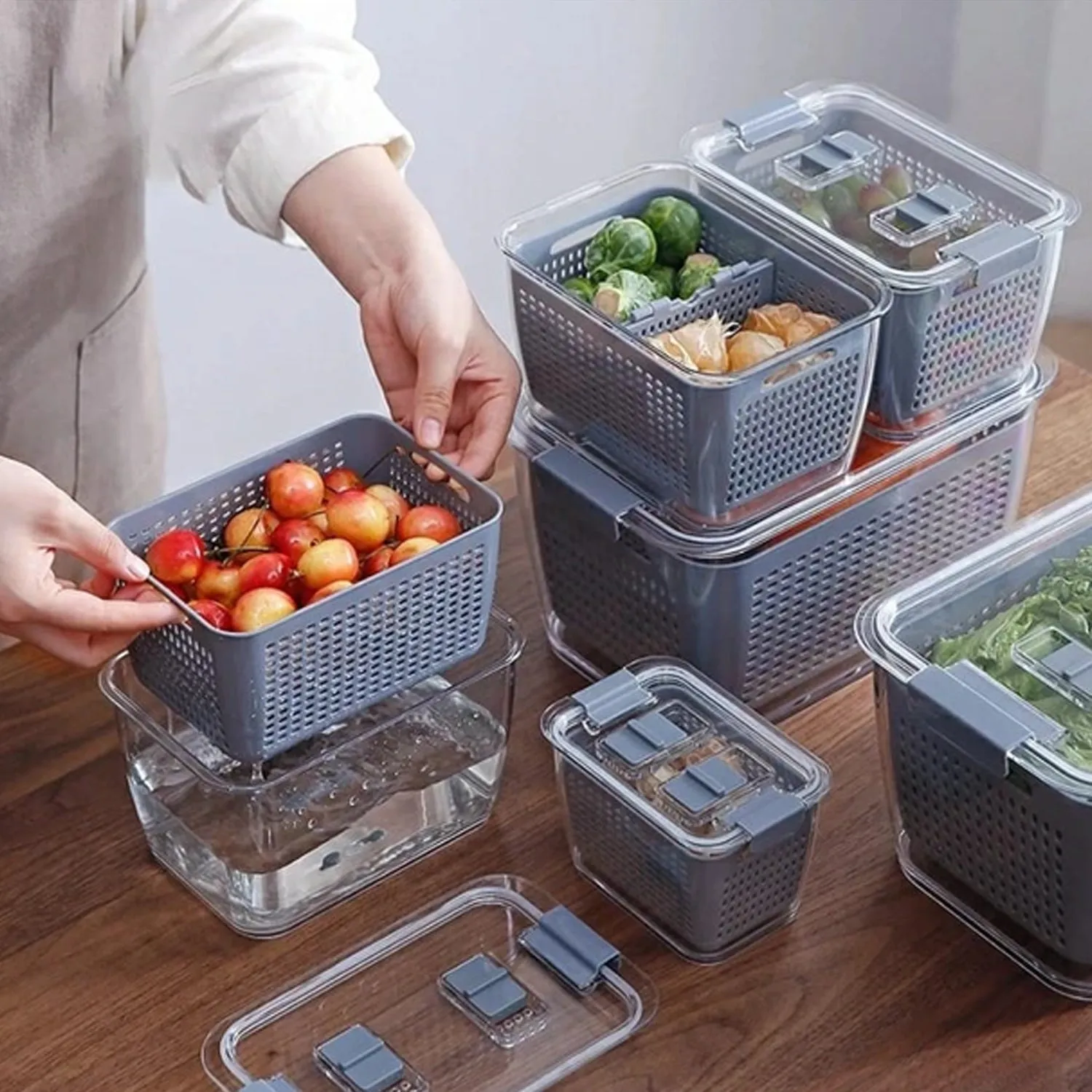 Fordable Silicone Kitchen Organizer Fruit Vegetable Baskets Folding Strainers
