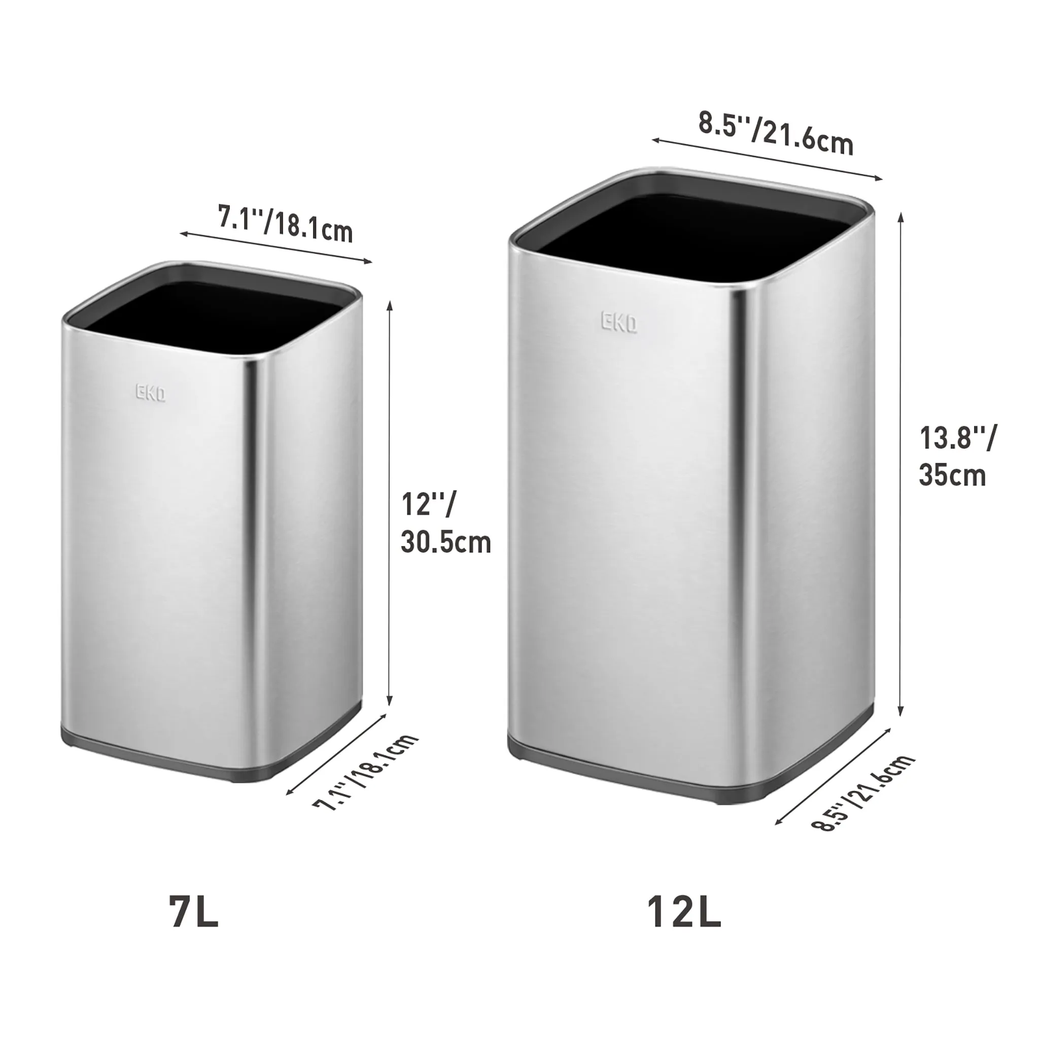 Laguna Open Top Can with Nested Liner 2 Pack Combo Set - 7L 12L