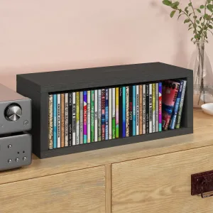 Memphis Stackable CD Rack, Charcoal Black (pre-order ships 6/30/25)