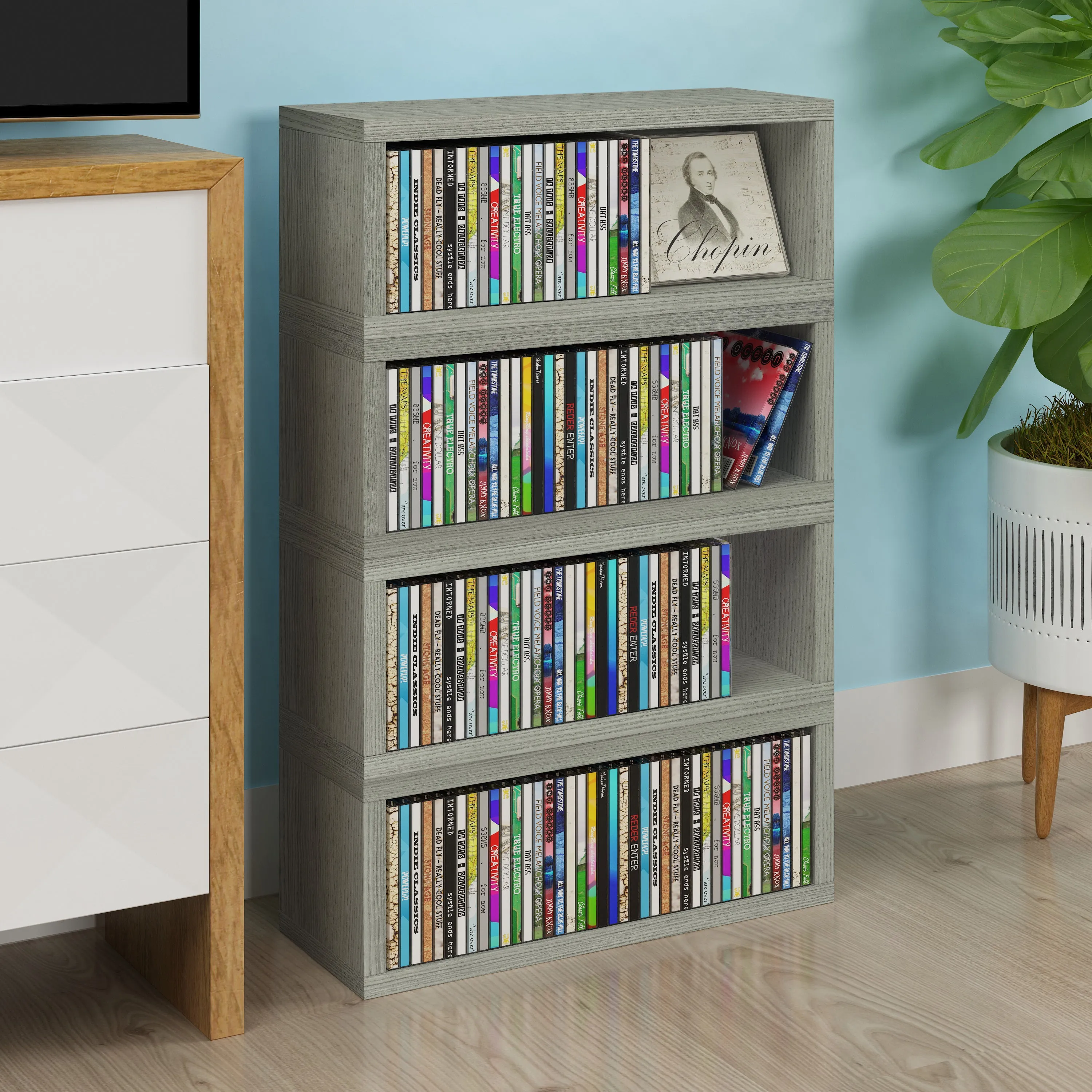 Memphis Stackable CD Rack, London Grey (pre-order ships 6/30/25)