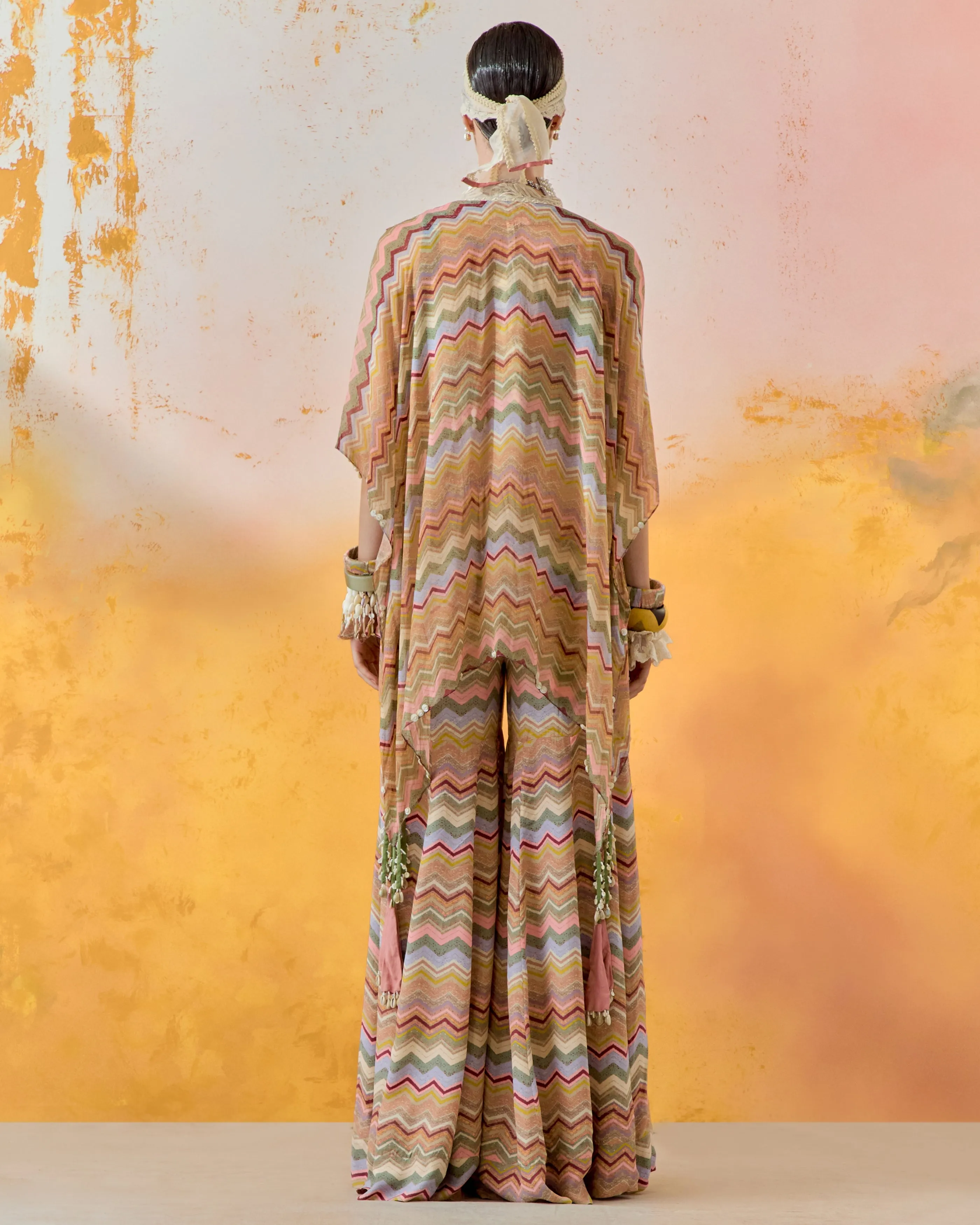Multi Veni Dupatta Jacket Set