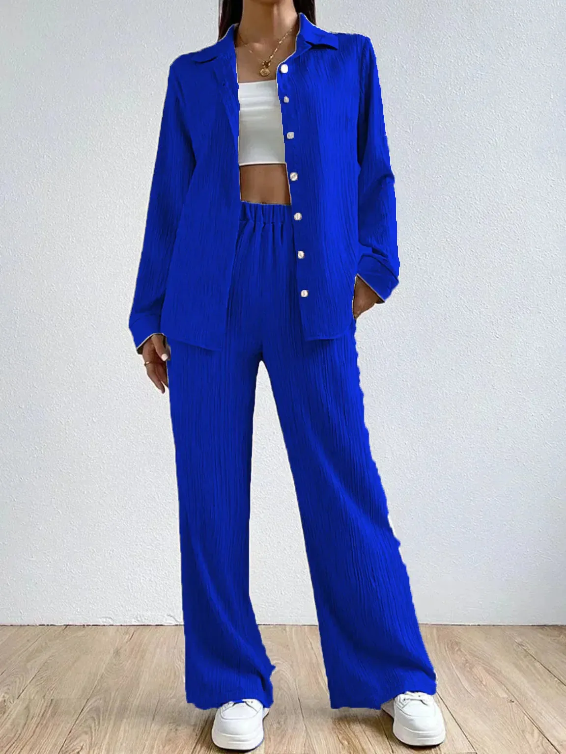 Naiah - Loose High Waist Two-Piece Linen Set