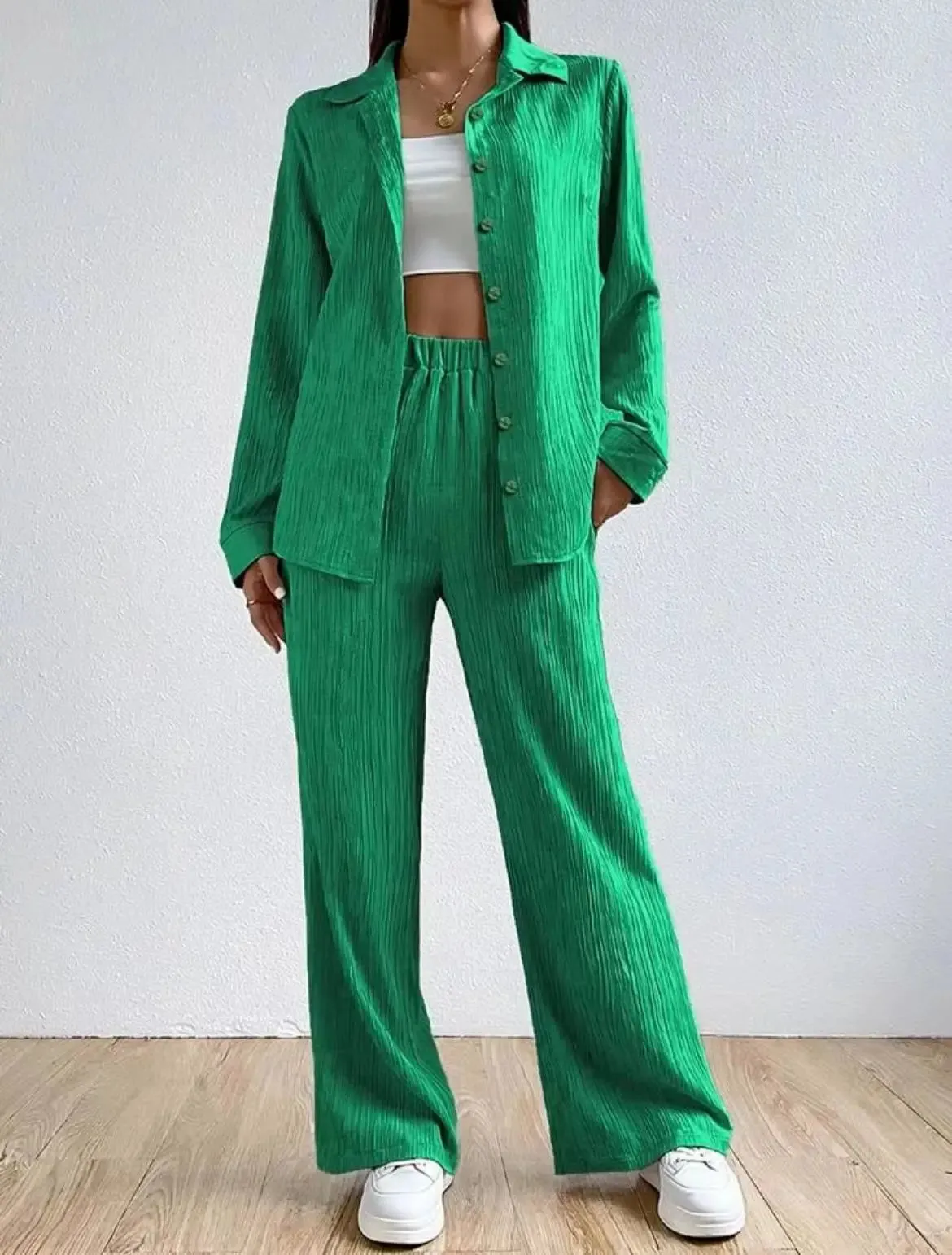 Naiah - Loose High Waist Two-Piece Linen Set