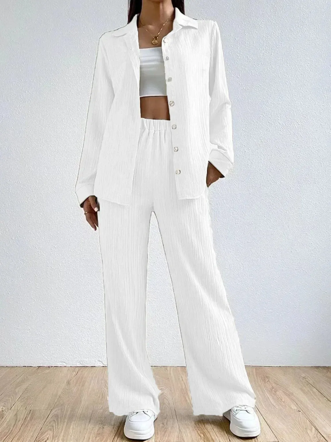 Naiah - Loose High Waist Two-Piece Linen Set