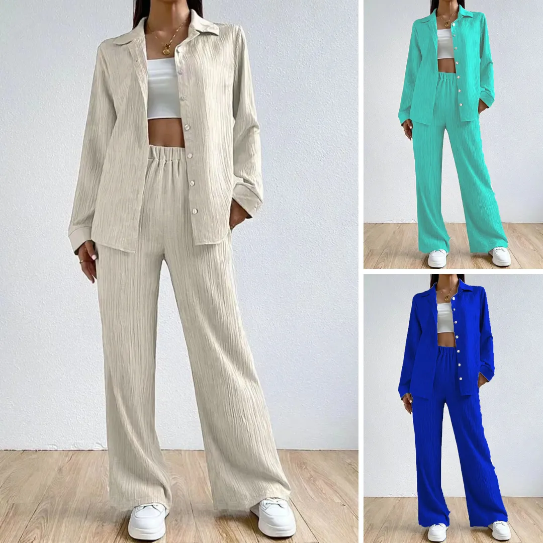 Naiah - Loose High Waist Two-Piece Linen Set