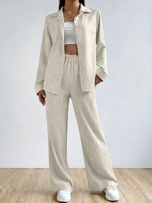 Naiah - Loose High Waist Two-Piece Linen Set