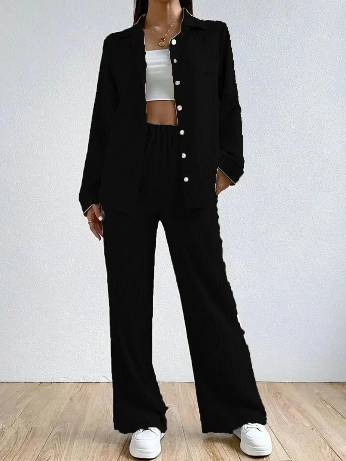 Naiah - Loose High Waist Two-Piece Linen Set