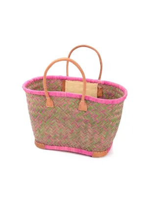Natural Mini Pink French Market Basket