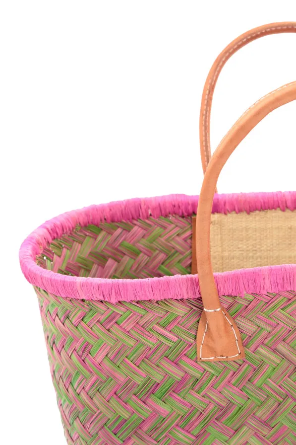 Natural Mini Pink French Market Basket