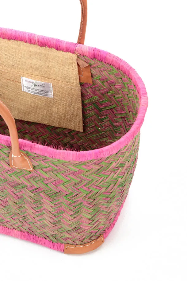 Natural Mini Pink French Market Basket