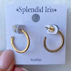 Pave Medium Gold Hoops